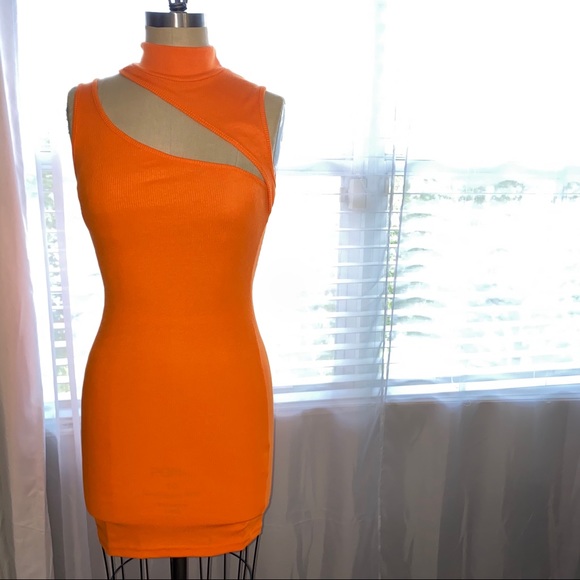 orange asymmetrical dress